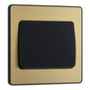 BG Evolve Satin Brass 1 Gang Wide Rocker Light Switch PCDSB12WB with 25mm Steel Back Box