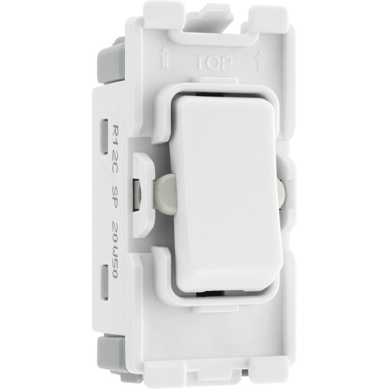 BG R12C Nexus Grid White 20A 20AX 2 Way 1 Pole Centre-Off Switch Module