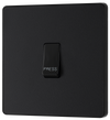 PCDMB14B Front - This Evolve Matt Black bell push switch from British General is ideal for use where access is restricted such as office buildings or hospitals, where visitors need to let those inside know they have arrived.