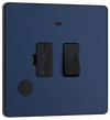 PCDDB52B Front -This Evolve Matt Blue 13A fused and switched connection unit from British General with power indicator provides an outlet from the mains containing the fuse, ideal for spur circuits and hardwired appliances.