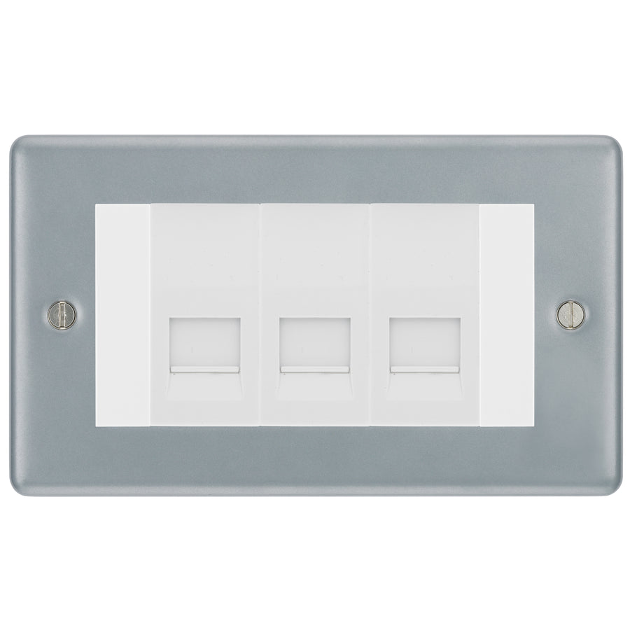 BG Metal Clad 3 Gang IDC Secondary Telephone Socket - White Insert