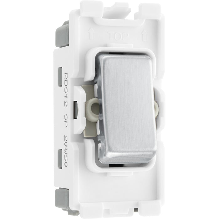 BG RBS12 Nexus Grid Brushed Steel 20AX 2 Way 1 Pole Switch Module