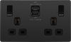 BG Evolve PCDBC22UAC45B 13A Double Switched Power Socket + USB A+C (45W) - Black Chrome