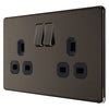 BG Screwless Black Nickel 13A Double Socket FBN22B with 25mm Steel Back Box