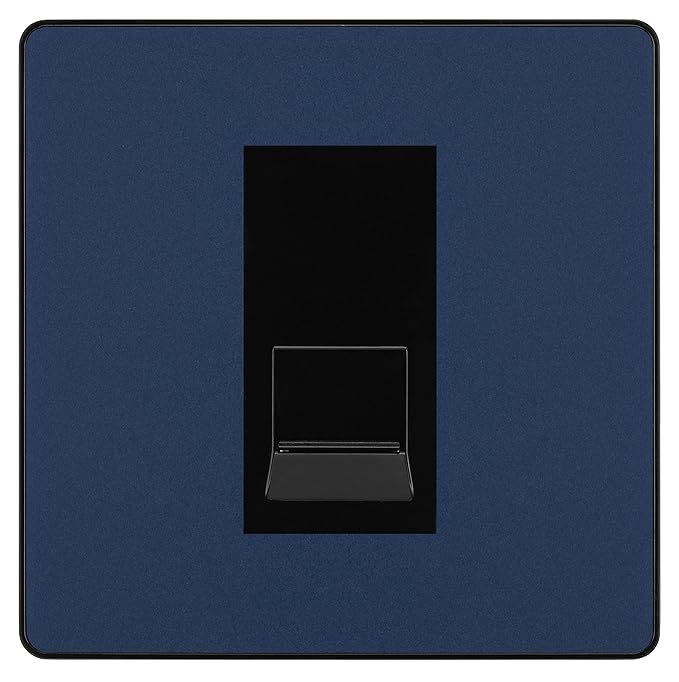 BG Evolve Matt Blue Single RJ11 Telephone Socket PCDDBRJ111 - Black Insert
