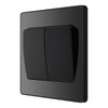 BG Evolve Black Chrome 2G Wide Rocker Light Switch PCDBC42WB with 25mm Steel Back Box