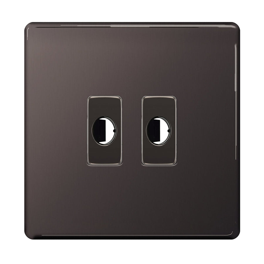 BG Nexus Screwless Black Nickel 2 Gang Flex Outlet Socket