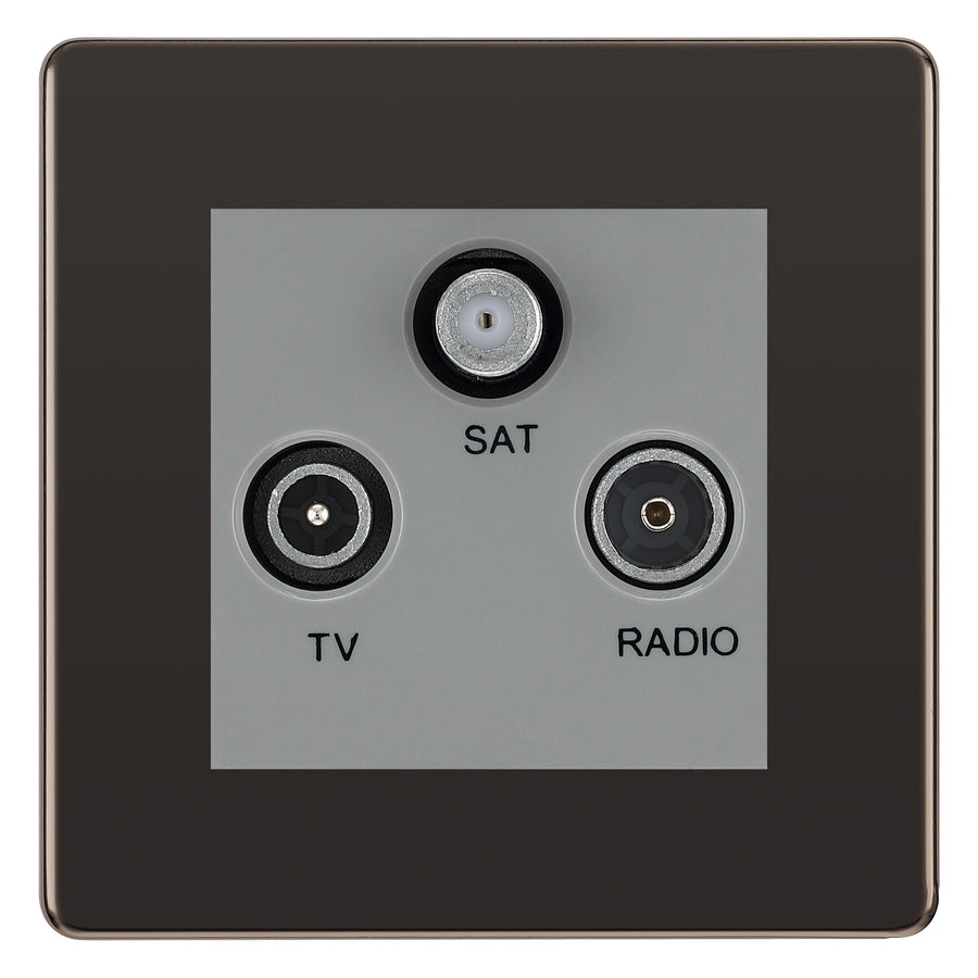 BG Nexus Screwless Black Nickel TV/FM/SAT Socket FBN67G