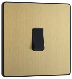 BG Evolve PCDSB13B Satin Brass 1 Gang 20A 16AX Light Switch-Black Insert
