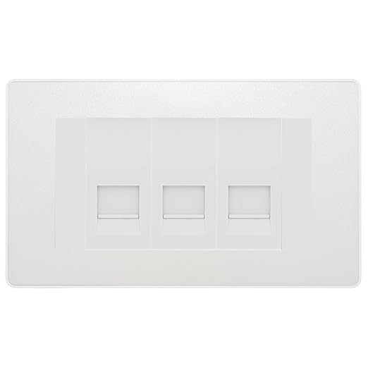 BG Evolve Pearlescent White 3 Gang IDC Secondary Telephone Socket - White Insert
