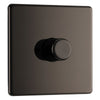 BG Screwless Black Nickel 200W 2 Way Single Trailing Edge Dimmer Switch FBN81 with 25mm Steel Back Box