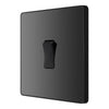 BG Evolve Black Chrome 1 Gang 20A 16AX 2 Way Light Switch PCDBC12B with 35mm Steel Back Box