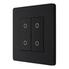 BG Evolve Matt Black Double Master Touch Dimmer Switch PCDMBTDM2B with 35mm Steel Back Box