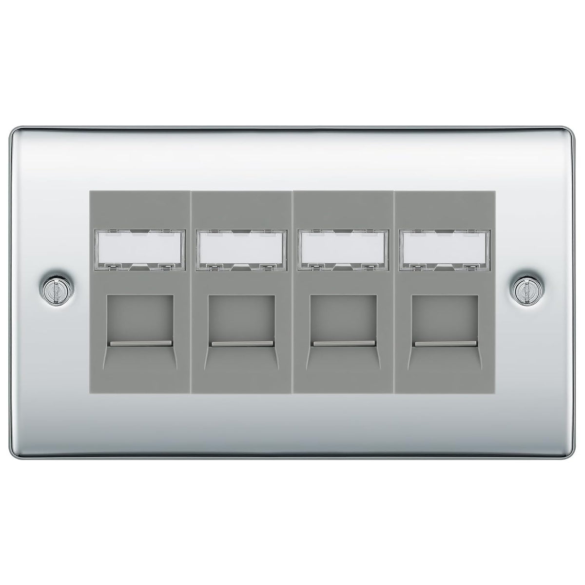 BG Nexus Polished Chrome 4 Gang RJ45 Cat6 Data Socket Outlet Grey ...