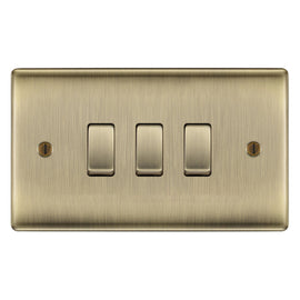 BG Antique Brass 3 Gang Light Switch in Double Format Custom Grid