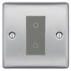 BG Nexus Brushed Steel Single Secondary Touch Dimmer Switch Grey Insert NBSTDS1G