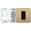BG Evolve Satin Brass Single Master Touch Dimmer Switch PCDSBTDM1B with 35mm Steel Back Box