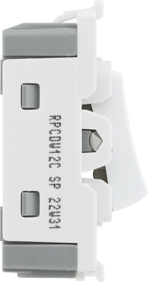 BG RPCDW12C Evolve Grid White 20A 20AX 2 Way 1 Pole Centre-Off Switch Module