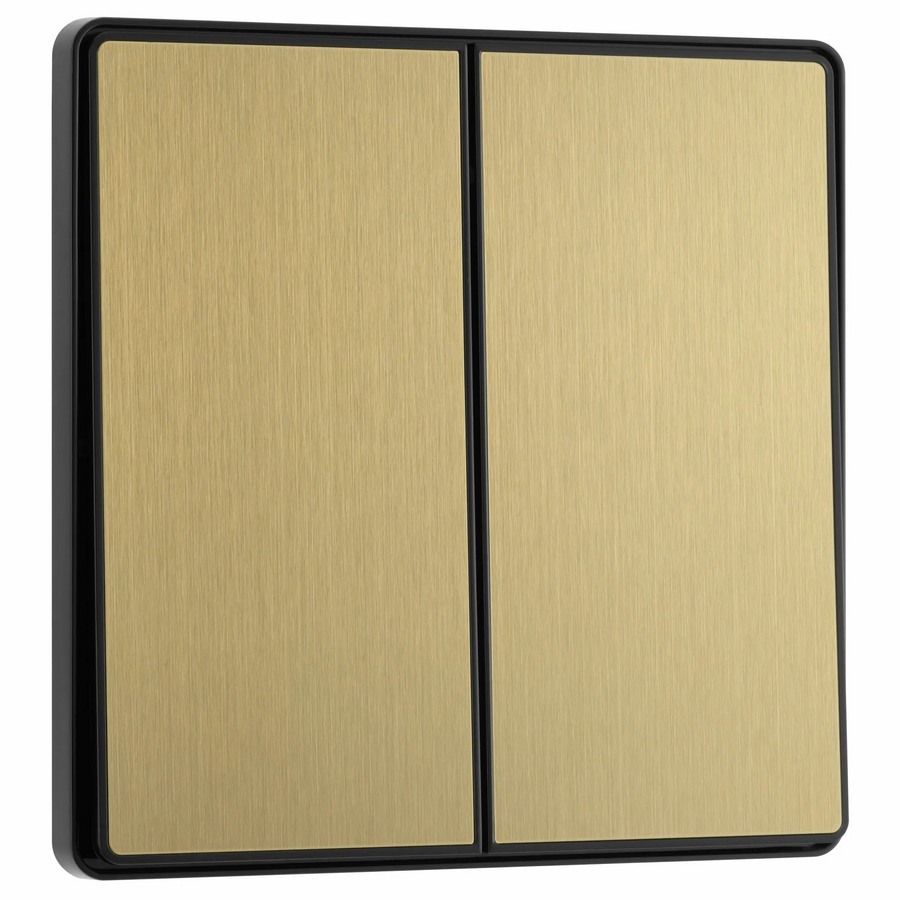 BG Evolve Satin Brass 2 Gang 2-Way 20A Edge to Edge Rocker Light Switch | PCDSB42EB
