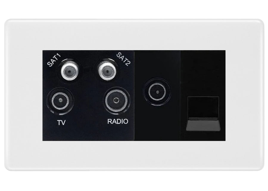 BG White Moulded Quadplex Combination TV Socket NWM69B