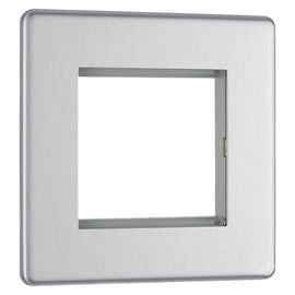 BG Brushed Steel 45W USB Wall Socket Euro Module USB-A & C - White Insert