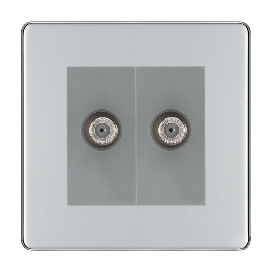 BG Screwless Polished Chrome Double Satellite Socket FPC642G