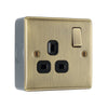 Antique Brass 13A Switched Single Socket & Surface Pattress Back Box