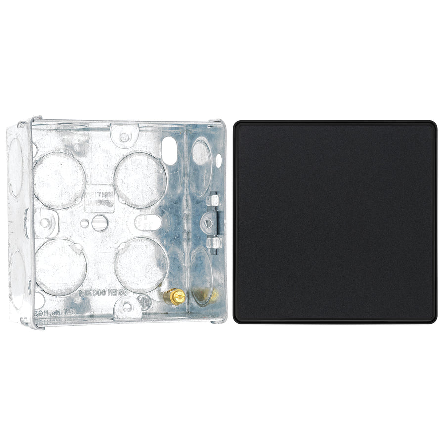 BG Evolve Matt Black Intermediate Edge to Edge Rocker Switch PCDMB13EB with 35mm Steel Back Box