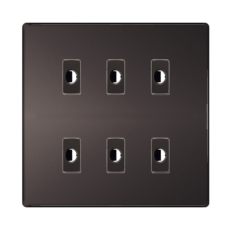 BG Nexus Screwless Black Nickel 6 Gang Flex Outlet Socket