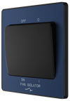 PCDDB15B Side - This Evolve Matt Blue 10A triple pole fan isolator switch from British General provides a safe and simple method of isolating mechanical fan units. This switch has a low profile screwless flat plate that clips on and off, making it ideal for modern interiors.