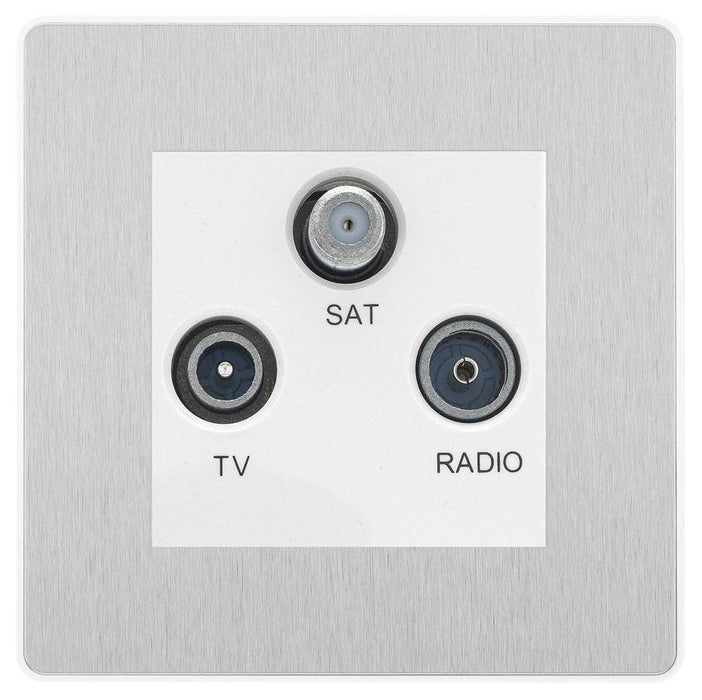 BG Evolve Brushed Steel TV/FM/SAT Socket PCDBSTRIW
