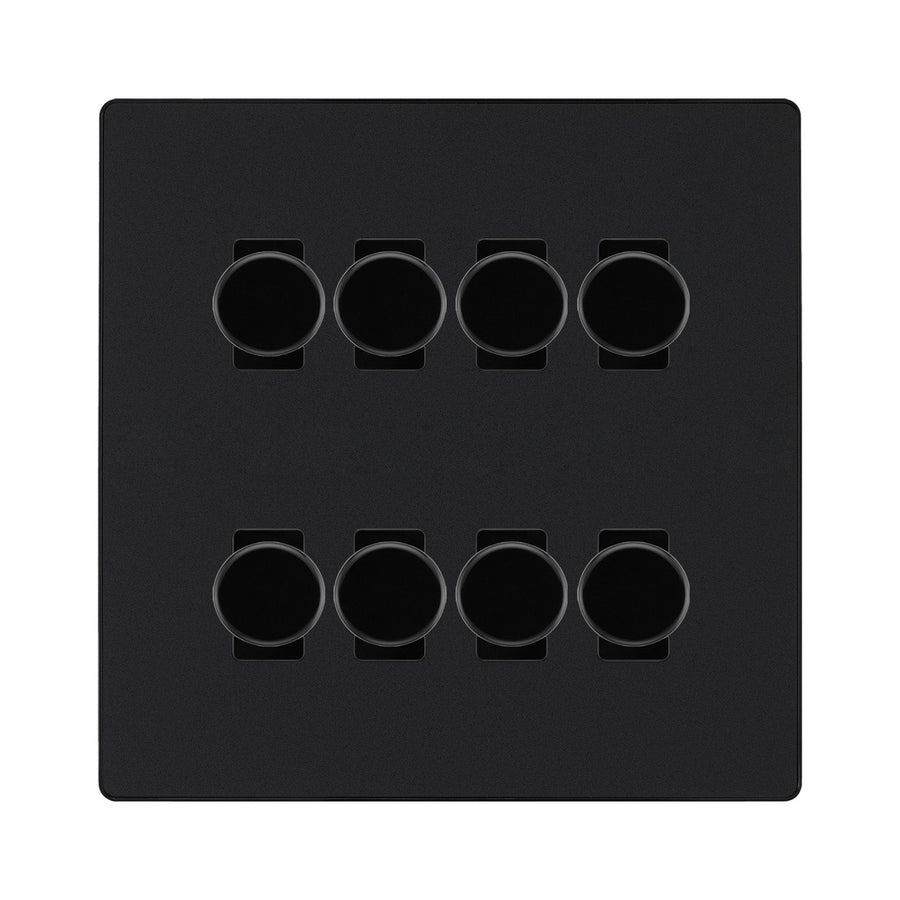 BG Evolve Matt Black 8 Gang Trailing Edge LED Dimmer Light Switch 2 Way Custom Switch