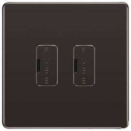 BG Screwless Black Nickel 2 Gang Unswitched Fused Spur 13 Amp Connection Unit