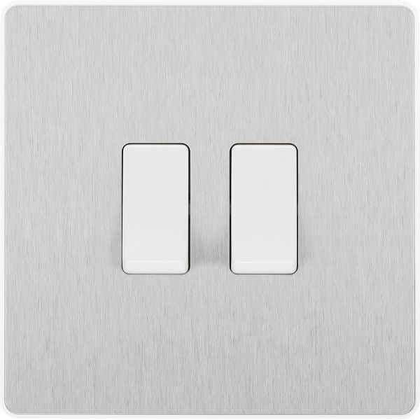 BG Evolve Brushed Steel Light Switch PCDBS12W PCDBS13W PCDBS42W PCDBS43W 2Way