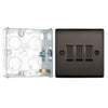 BG Nexus Black Nickel 20A, 16AX 2 Way Triple Light Switch NBN43 and 25mm Steel Back Box