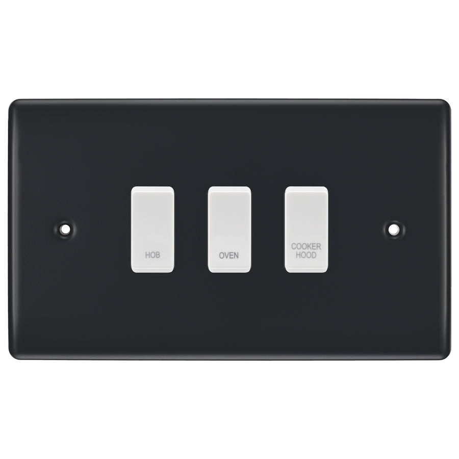 BG Part M 3 Gang Custom Labelled Kitchen Appliance Grid Switch