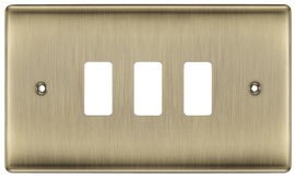 BG RNAB3 Nexus Metal Antique Brass 3 Module Grid Front Plate