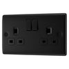 BG Nexus Matt Black 13A Double Switched Socket NFB22B with 25mm Steel Back Box