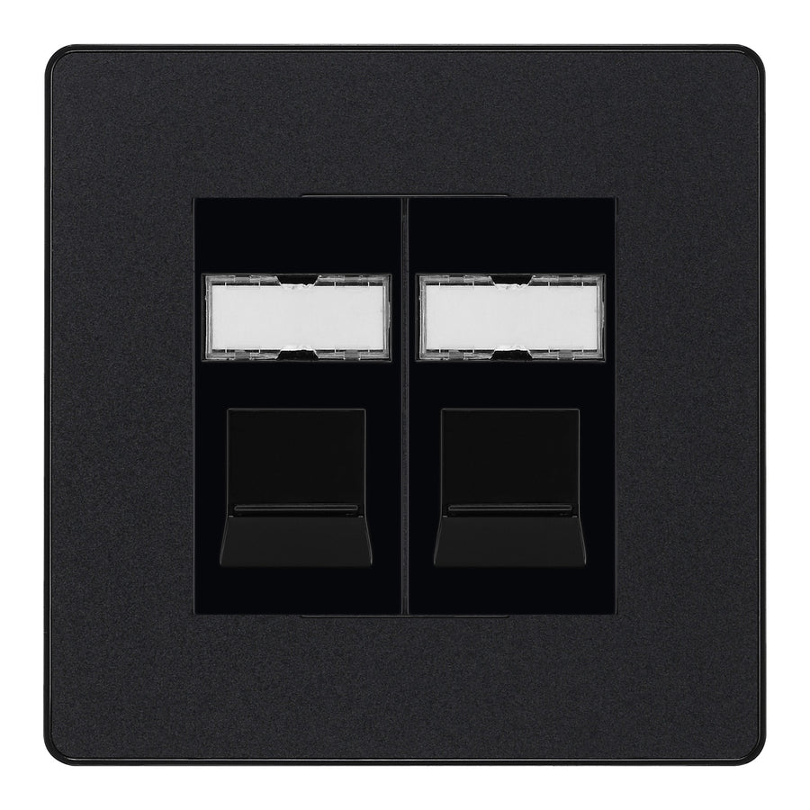 BG Evolve Matt Black 2 Gang RJ45 Data Socket PCDMBRJ452B Black Inserts