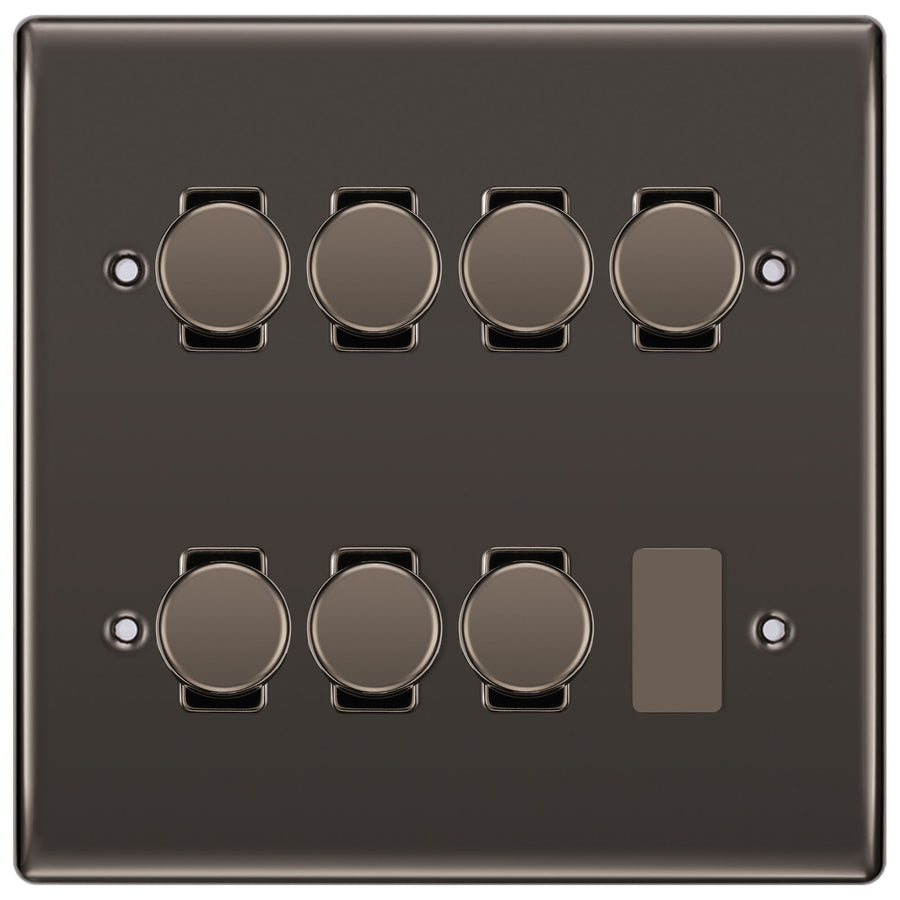 BG Black Nickel 7 Gang Trailing Edge LED Dimmer Light Switch 2 Way Custom Switch