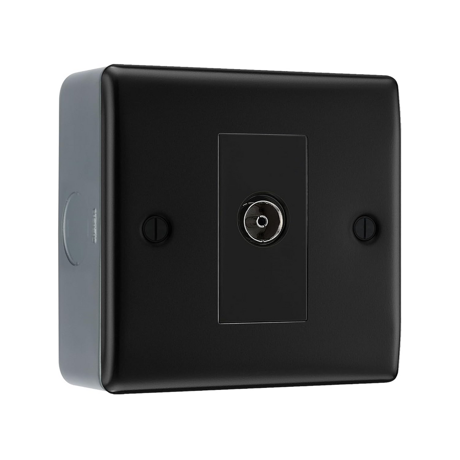 BG Nexus Metal Matt Black 2 Gang Double TV Aerial Socket NFB61