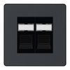 BG Evolve Matt Grey 2 Gang RJ45 Data Socket PCDMGRJ452B Black Inserts