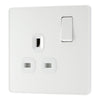 BG Evolve Pearlescent White 13A Single Socket PCDCL21W with 25mm Steel Back Box