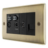 BG Nexus Antique Brass Quadplex TV FM SAT (x2) NAB69 with 35mm Steel Back Box