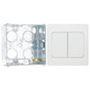 BG Evolve Pearlescent White 2G Wide Rocker Light Switch PCDCL42WW with 35mm Steel Back Box