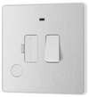 PCDBS52W Front - This Evolve Brushed Steel 13A fused and switched connection unit from British General with power indicator provides an outlet from the mains containing the fuse, ideal for spur circuits and hardwired appliances.