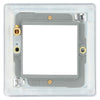 BG Screwless Polished Chrome Single 2 Gang Brush Cable Wall Plate TV Black