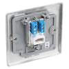 BG Nexus Brushed Steel 1 Gang Slave Telephone Socket with Surface Pattress Back Box
