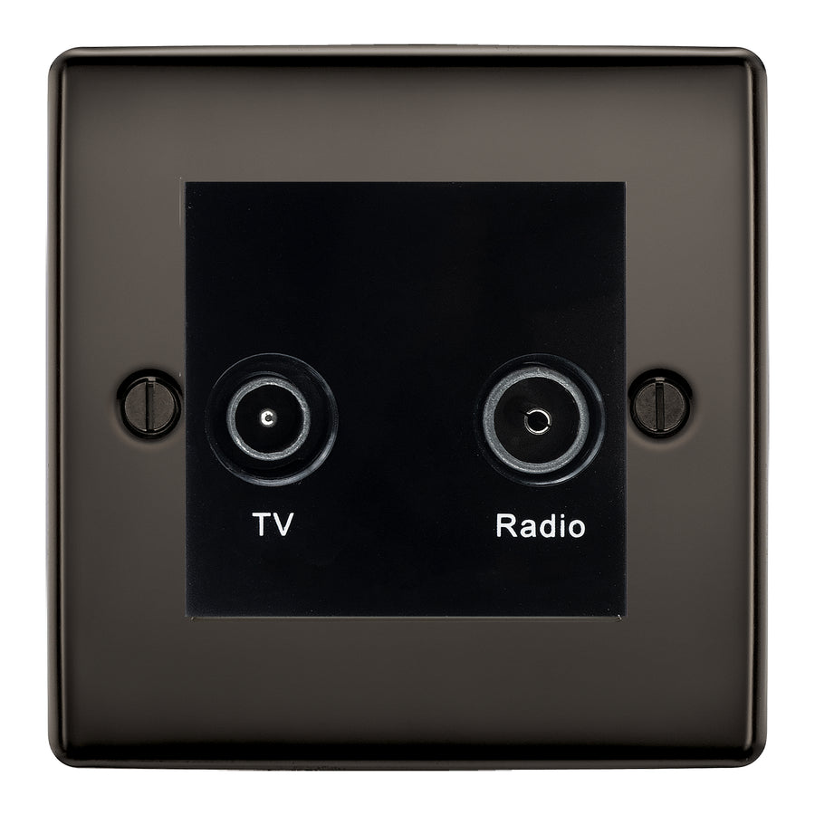 BG Nexus Metal Black Nickel TV & FM Socket NBN66B