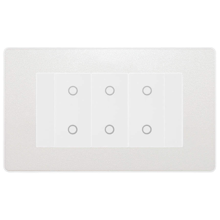 BG Evolve Pearlescent White Screwless Triple Secondary Touch Dimmer Switch PCDCLTDS3B